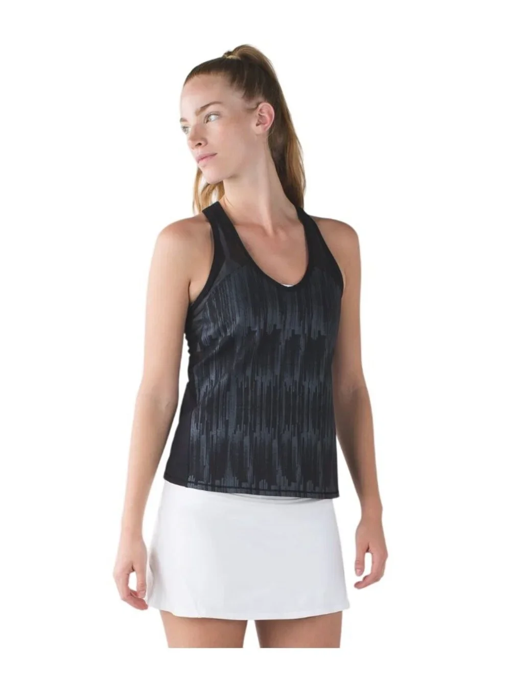 Lululemon Ace Tank Top Size 4 Scoop Neck Mesh Racerback Black Gym Athleisure